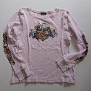 Pink Graphic Long Sleeve Kids Shirt